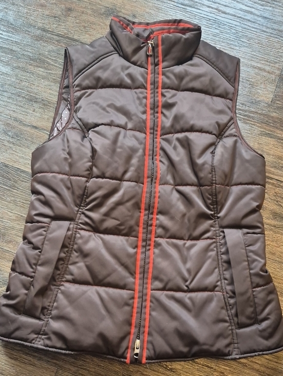Ariat Jackets & Blazers - Brown Ariat Puffer Vest with Orange Trim